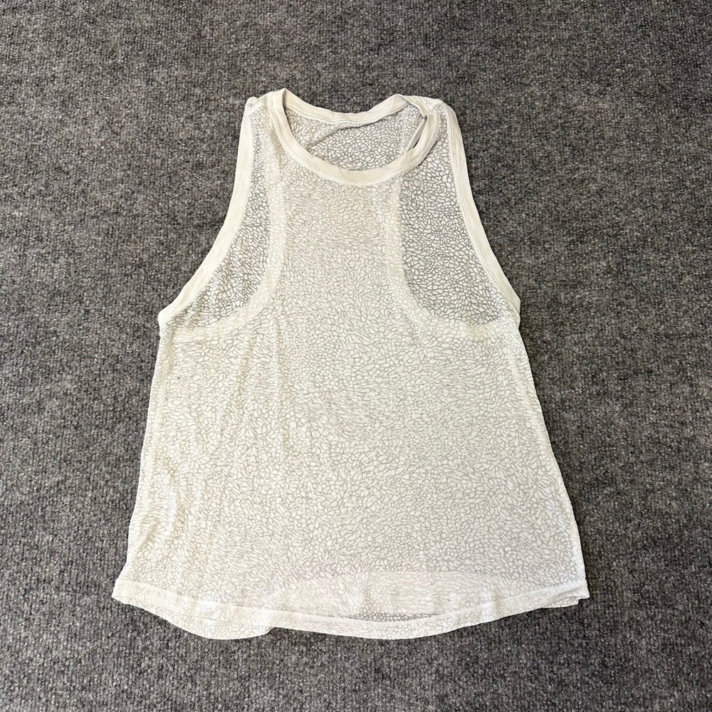 Lululemon Tank Top Womens Size 4 White Burnout Animal Print Racerback Athletic